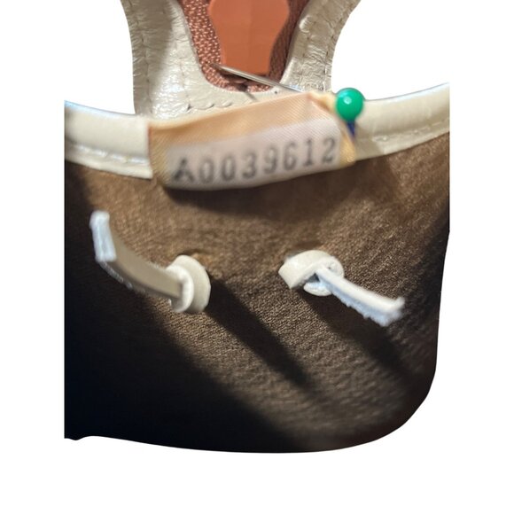 Dooney Bourke Cabrio Leather Perforated Leather Shoulder Bag Polka Dot Tan Beige - Picture 8 of 9